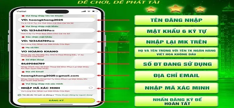 Hoàn tất thực hiện đăng ký nhà cái SonClub